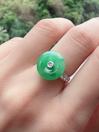 Jade Donut & Diamond Ring