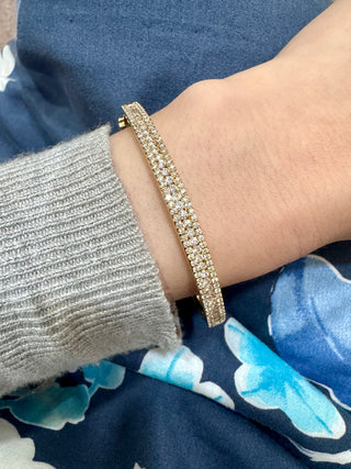 5mm Triple Row Diamond Bangle Bracelet - Johnny Jewelry