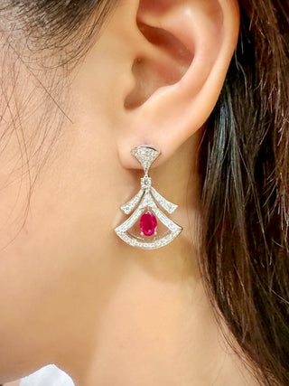 Ballerina Ruby & Diamond Drop Earrings