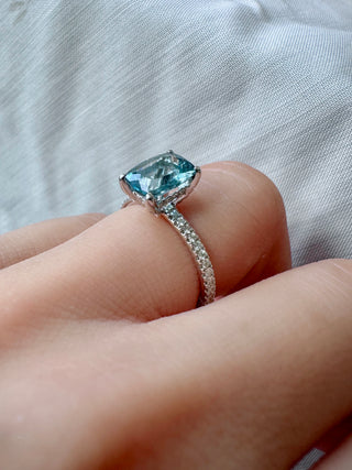 Cushion Santa Maria Aquamarine & Diamond Ring