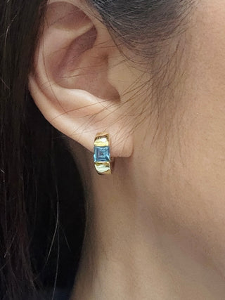 5mm Blue Topaz Huggie Hoop Earrings - Johnny Jewelry