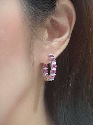 Pink Sapphire & Diamond Inside Out Hoops