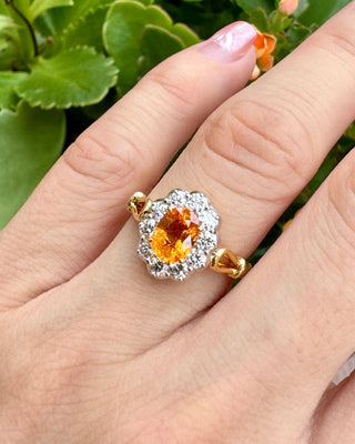 Fanta Garnet & Diamond Halo Ring