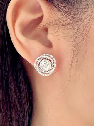 Swirl Illusion Pie Cut Diamond Studs & Jackets