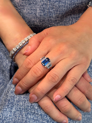 Trilogy Blue Kyanite, Aquamarine & Diamond Ring