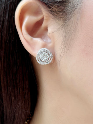 Swirl Illusion Pie Cut Diamond Studs & Jackets