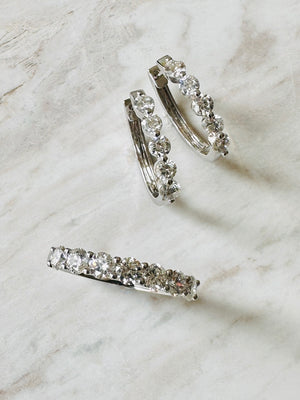 3mm Diamond Shared Prong Hinged Hoop Earrings
