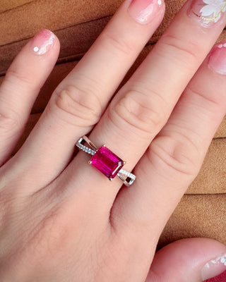 East West Rubellite Diamond Criss Cross Ring