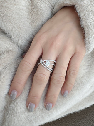 Multi Band Criss Cross Diamond Ring