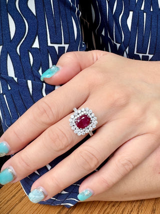 Lacy Double Halo Ruby & Diamond Ring