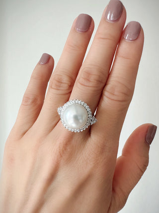 Classic South Sea Pearl & Diamond Ring