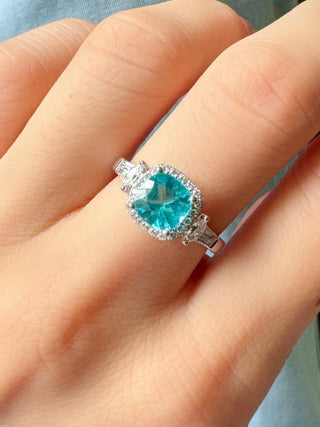 Cushion Apatite & Diamond Halo Ring