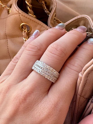 Victorian Style Three Rows Diamond Anniversary Band