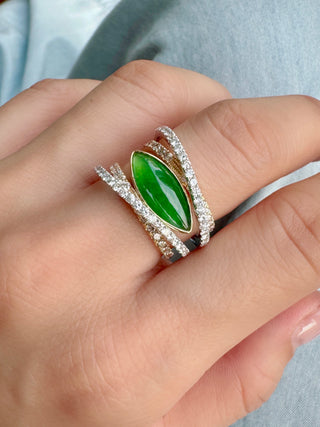 East West Criss Cross Jade & Diamond Ring