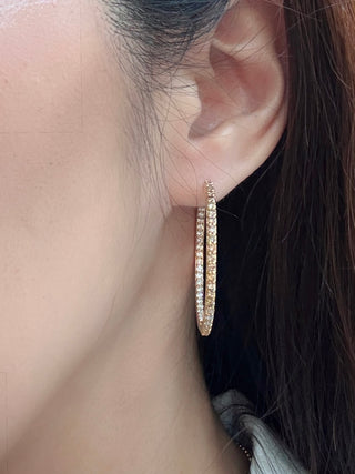38mm Champagne & White Diamond Inside Out Hoops