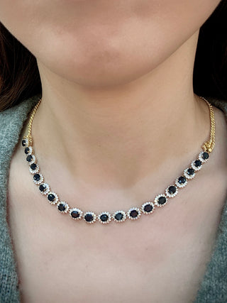 10ct Sapphire and Diamond Halo Tennis Bracelet