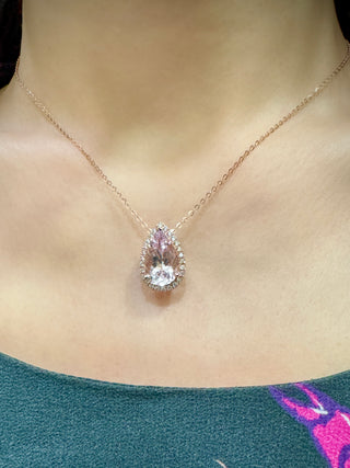 Teardrop Pink Morganite & Diamond Two-Way Ring & Pendant