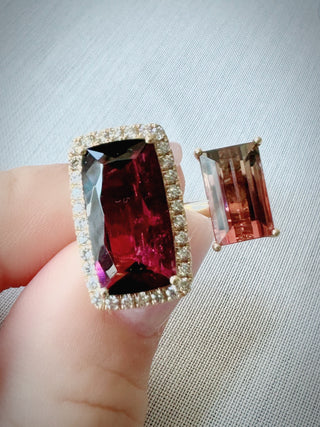 Toi Et Moi Burgundy & Pink Tourmaline Ring