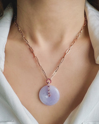 Lavender Jade Donut Paperclip Chain Necklace