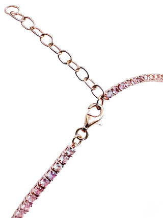 2mm Pastel Pink Sapphire Tennis Necklace