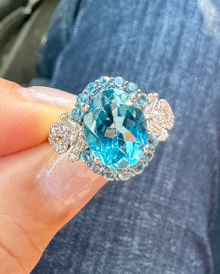 Mermaid Blue Topaz & Diamond Ring