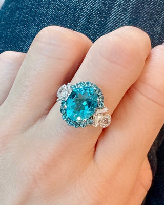 Mermaid Blue Topaz & Diamond Ring