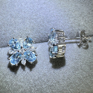 Fleur Aquamarine & Diamond Earrings