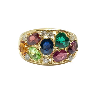 Multi-Gems Mosaic Cluster Ring