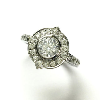 Antique Bezel Set Diamond Halo Ring