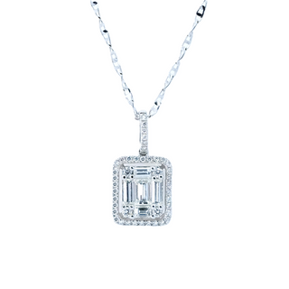 Baguette & Round Diamond Illusion Pendant