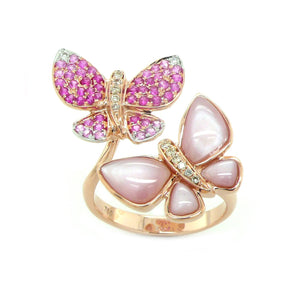 Pink Sapphire & Pink MOP Butterfly Ring