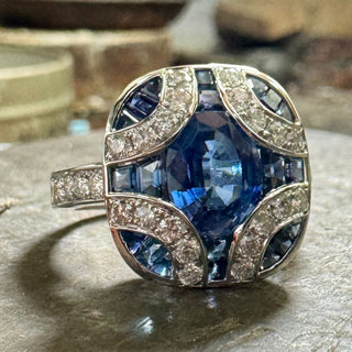 Vintage Kyanite & Sapphire, Diamond Ring