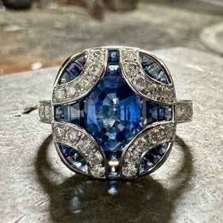 Vintage Kyanite & Sapphire, Diamond Ring