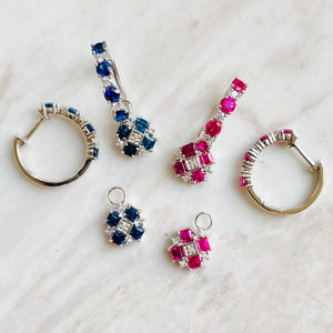 Sapphire & Diamond Mosaic Drop Earrings