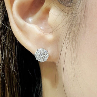 Swirl Illusion Pie Cut Diamond Studs & Jackets