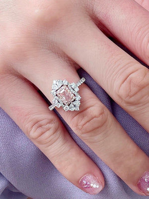 Art Deco Radiant Fancy Pink Diamond Ring