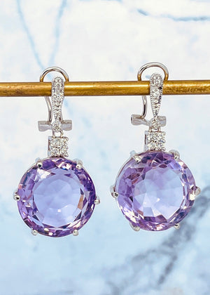 Belle Pink Amethyst & Diamond Drop Earrings