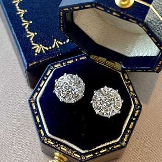 Swirl Illusion Pie Cut Diamond Studs & Jackets