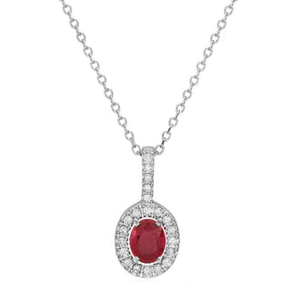 Dainty Ruby & Diamond Halo Pendant