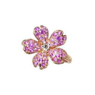 Pink Sapphire Sakura Cherry Blossom Ring
