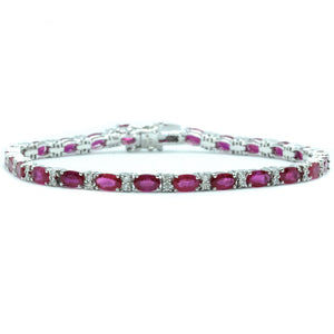 Ruby & Diamond Tennis Bracelet - Johnny Jewelry