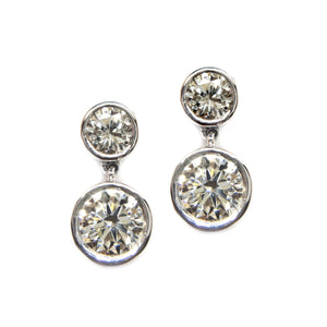 Bezel Set Diamond Drop Earrings - Johnny Jewelry
