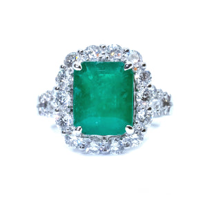 Classic Emerald & Diamond Cocktail Ring - Johnny Jewelry