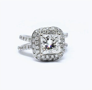 Criss Cross Princess Pave Halo - Johnny Jewelry