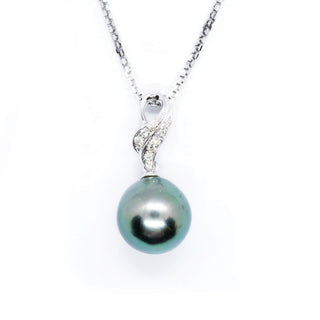 Black South Sea Pearl Pave Diamond Pendant - Johnny Jewelry