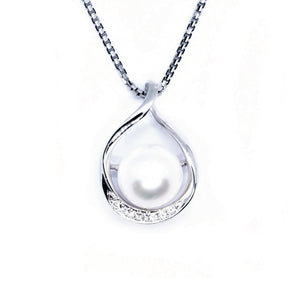 Raindrop Pearl & Diamond Pendant - Johnny Jewelry
