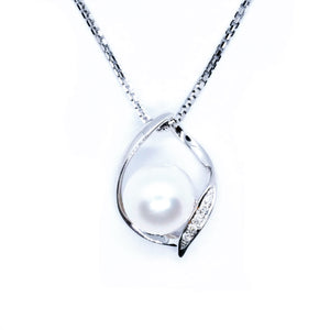 Raindrop Pearl Pave Diamond Pendant - Johnny Jewelry