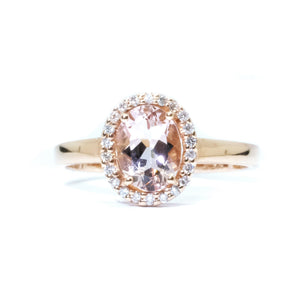 Morganite & Diamond Halo Ring - Johnny Jewelry