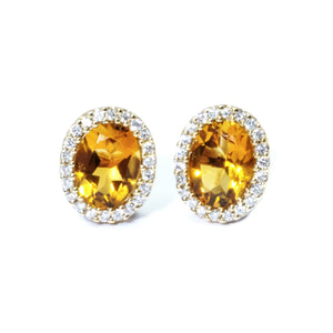 Classic Citrine & Diamond Earrings - Johnny Jewelry