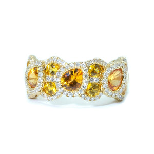 Bubble Yellow Sapphire & Diamond Ring - Johnny Jewelry